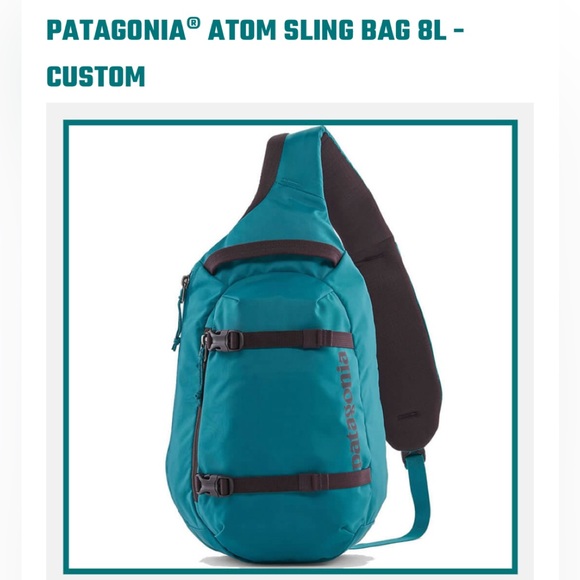 Patagonia’s 8L Atom Sling bag NEW with tags in print turquoise blue - Picture 3 of 11
